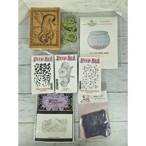 Vintage lot 10 Wood Rubber Mounted and Unmounted stamps Ocean Sea Theme Turtle